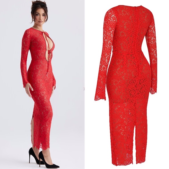 ❤️‍🔥Firm Price❤️‍🔥House of CB Lisandra red lace maxi dres - Picture 14 of 16